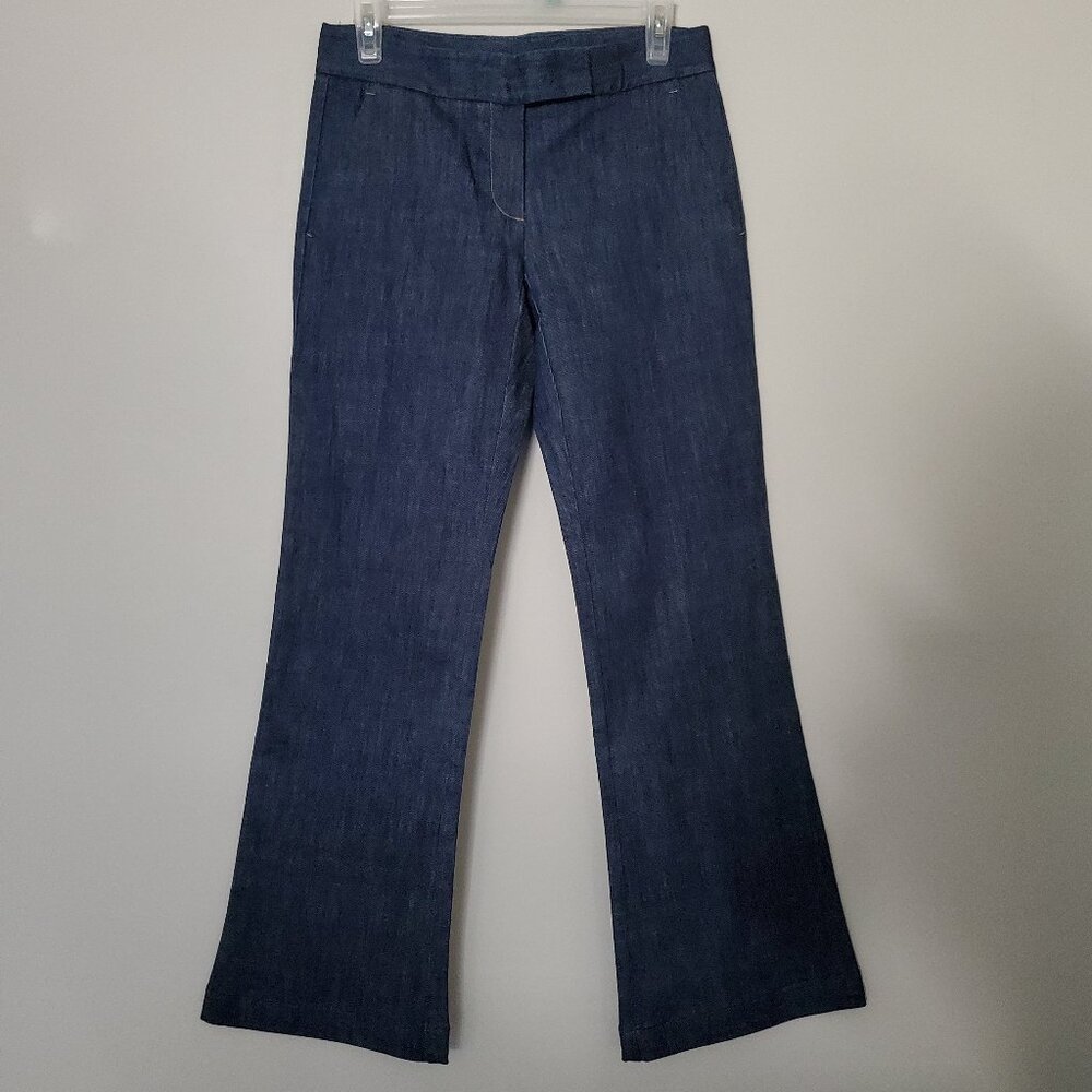 NEW Theory Dark Wash Extended Waist Wide Leg Trouser Jeans Size 4